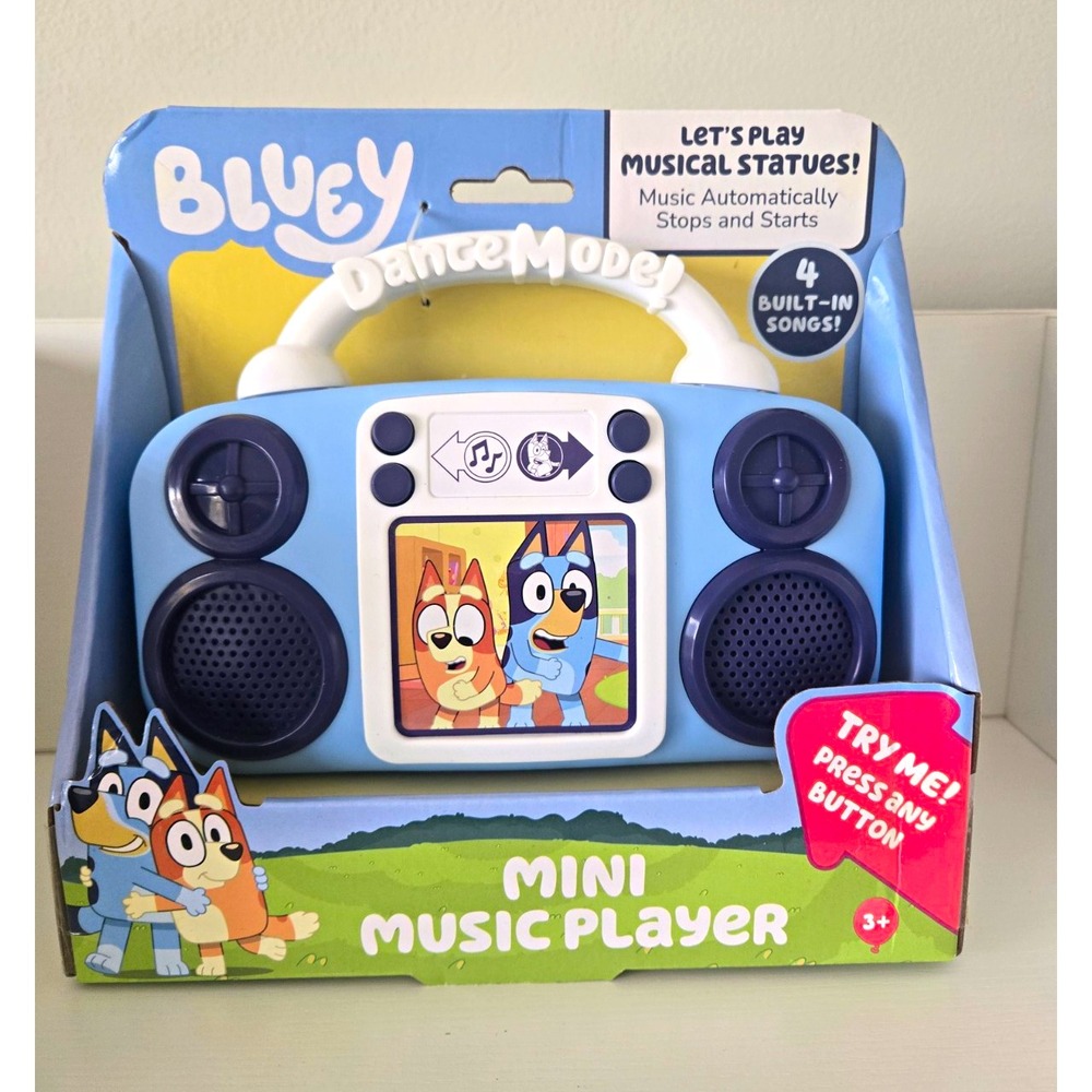 Bluey Mini Music Player Musical Toy, Dance Mode, 4 Built-In Songs